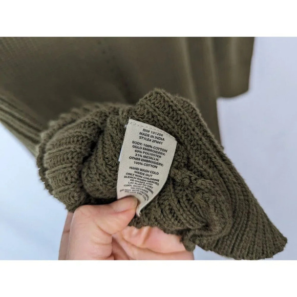 SOFT SURROUNDINGS M Green Embroidered Bead 3D Floral Cardigan Sweater Jacket - Picture 13 of 16